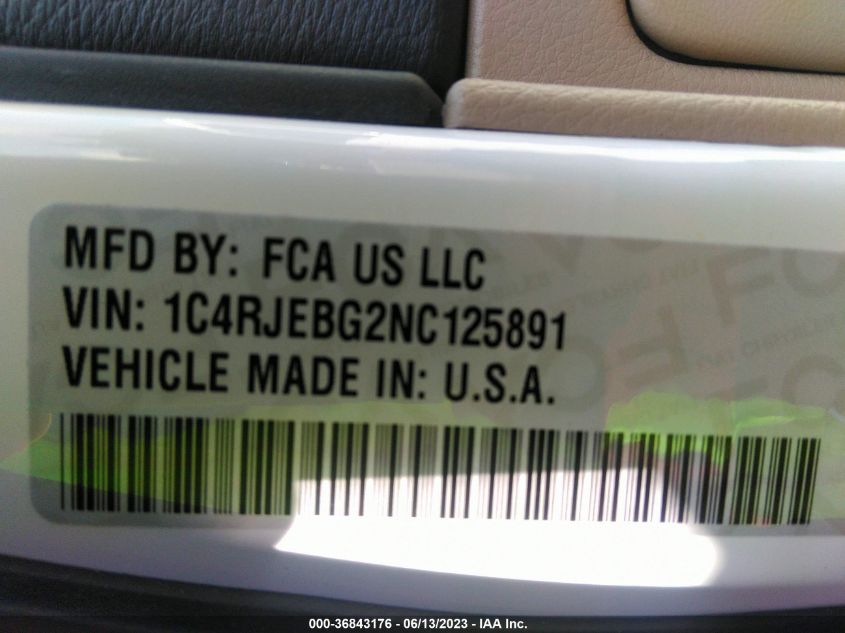 2022 JEEP GRAND CHEROKEE WK LIMITED - 1C4RJEBG2NC125891