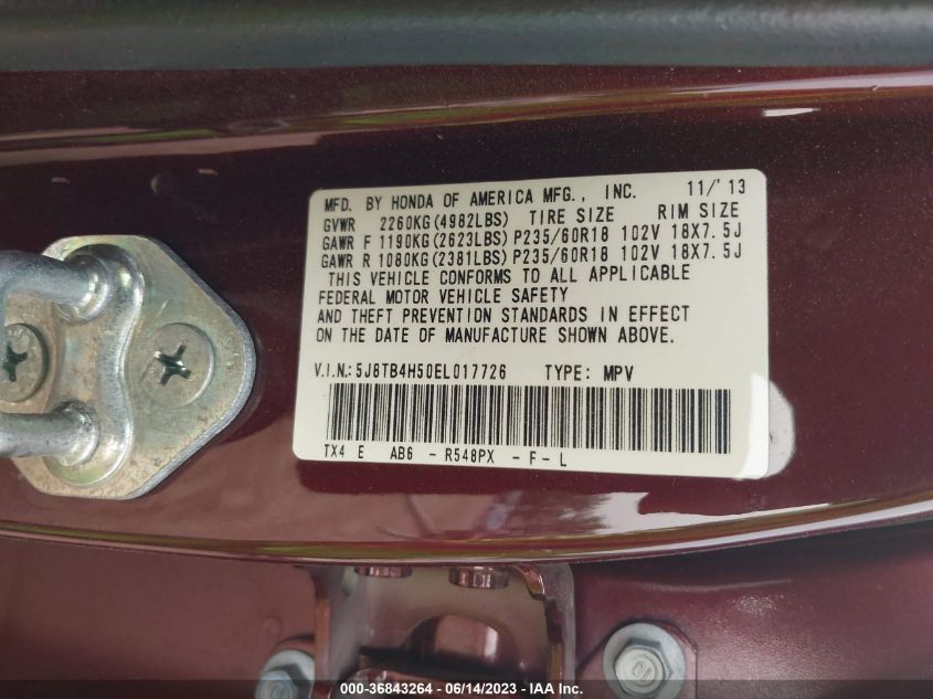 2014 ACURA RDX TECH PKG - 5J8TB4H50EL017726