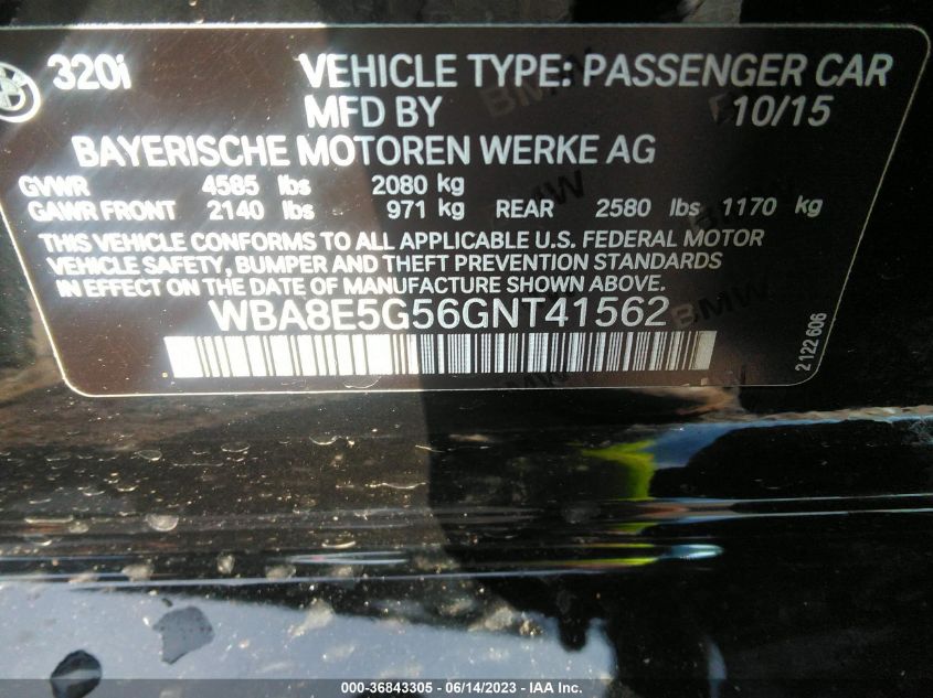 2016 BMW 3 SERIES 320I XDRIVE - WBA8E5G56GNT41562