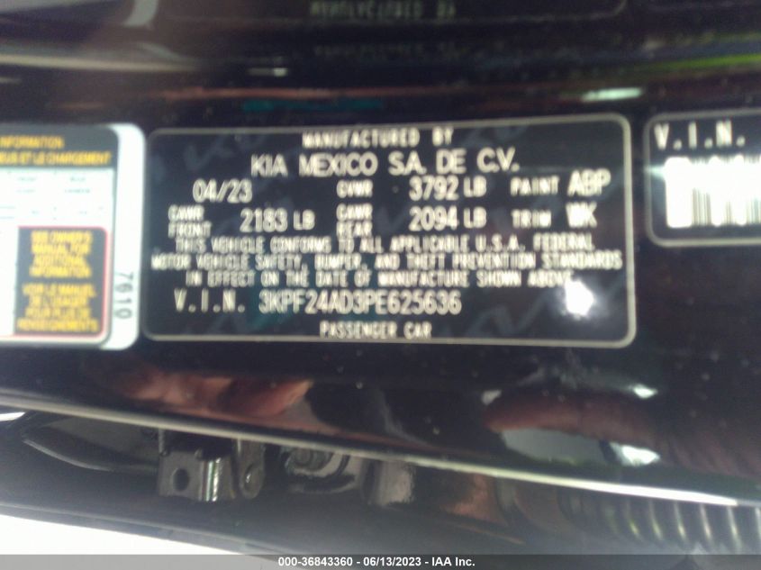 2023 KIA FORTE LXS - 3KPF24AD3PE625636
