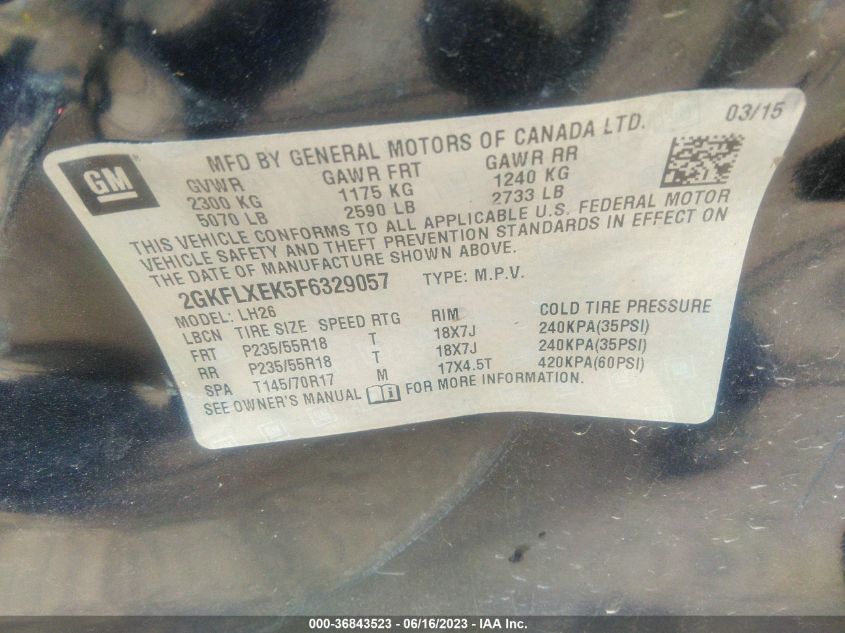 2015 GMC TERRAIN SLT - 2GKFLXEK5F6329057