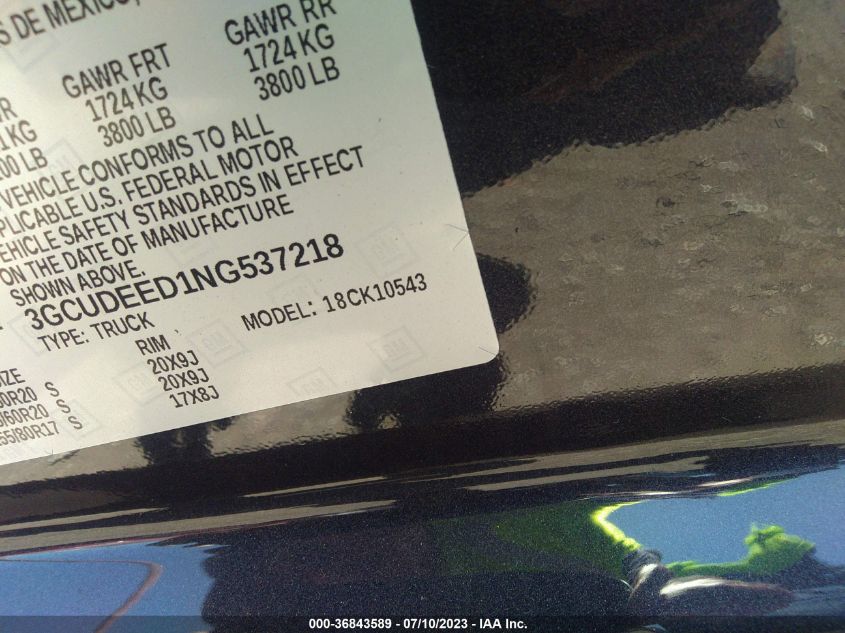 2022 CHEVROLET SILVERADO 1500 RST - 3GCUDEED1NG537218