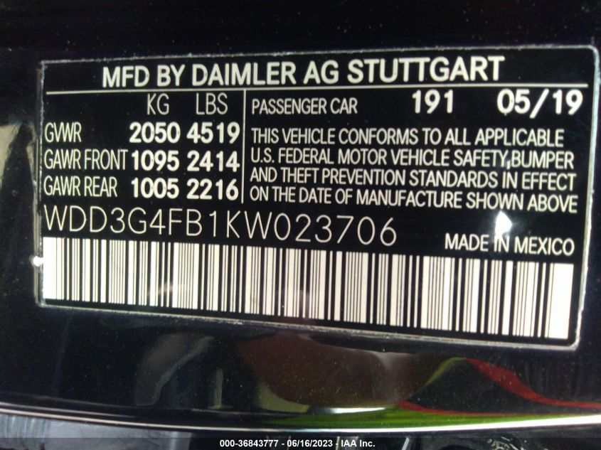 2019 MERCEDES-BENZ A-CLASS A 220 - WDD3G4FB1KW023706