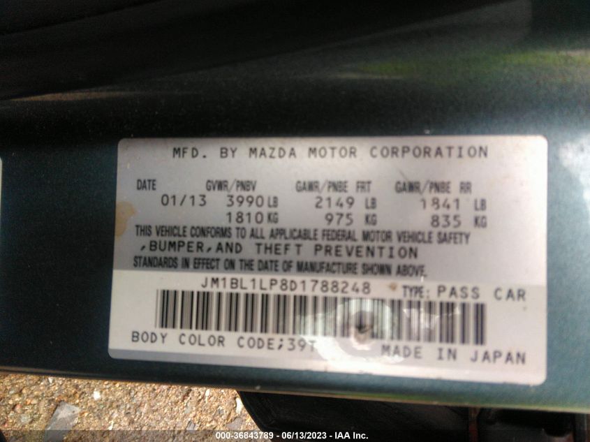2013 MAZDA MAZDA3 - JM1BL1LP8D1788248