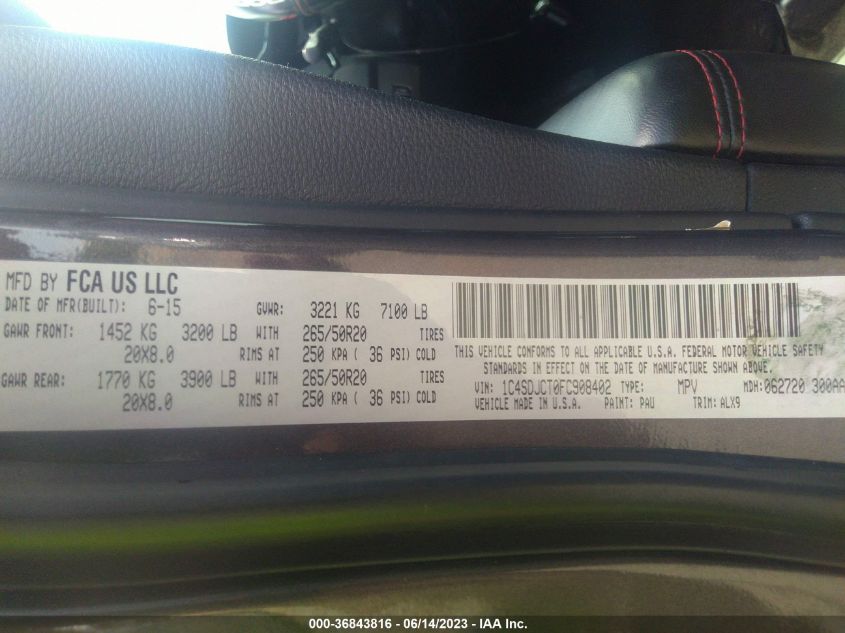 2015 DODGE DURANGO R/T - 1C4SDJCT0FC908402