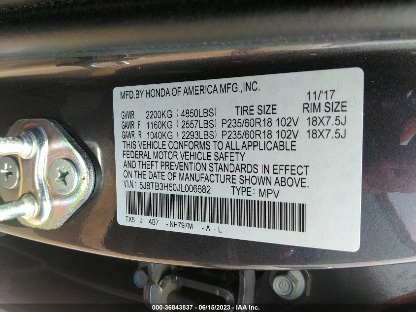 2018 ACURA RDX W - 5J8TB3H50JL006682