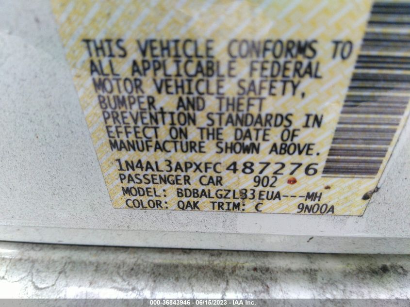 2015 NISSAN ALTIMA 2.5 S - 1N4AL3APXFC487276