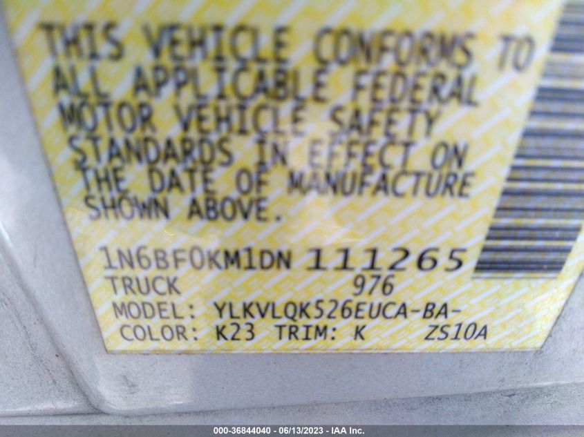 2013 NISSAN NV S 1N6BF0KM1DN111265