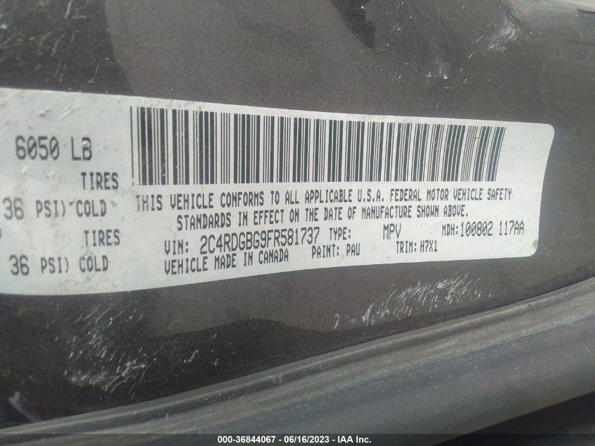 2015 DODGE GRAND CARAVAN SE - 2C4RDGBG9FR581737