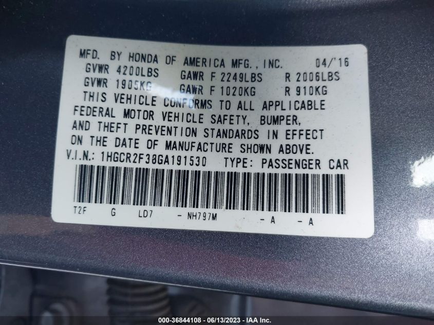 2016 HONDA ACCORD SEDAN LX - 1HGCR2F38GA191530