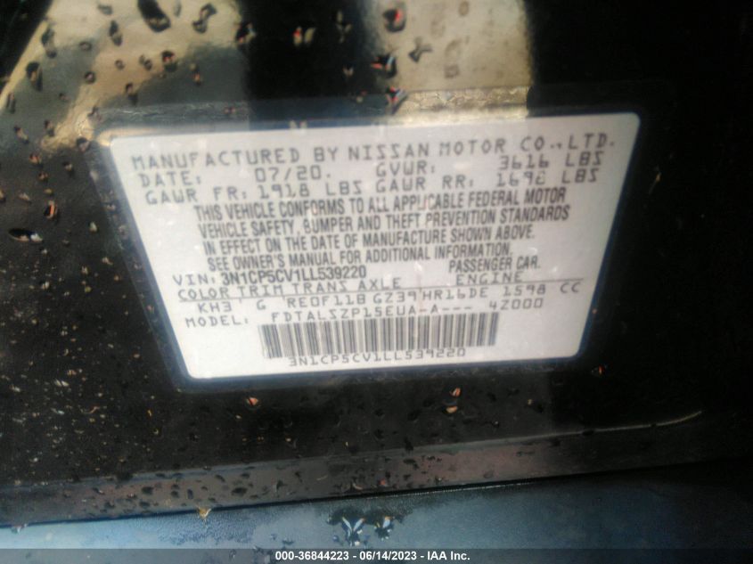 2020 NISSAN KICKS SV - 3N1CP5CV1LL539220