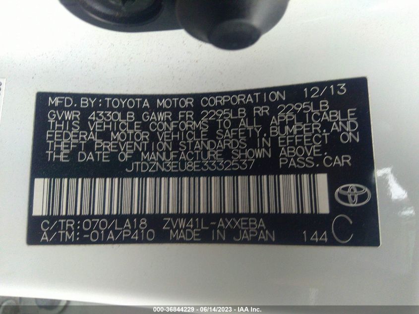2014 TOYOTA PRIUS V TWO/THREE/FIVE - JTDZN3EU8E3332537