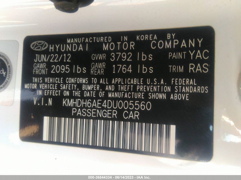 2013 HYUNDAI ELANTRA COUPE GS - KMHDH6AE4DU005560