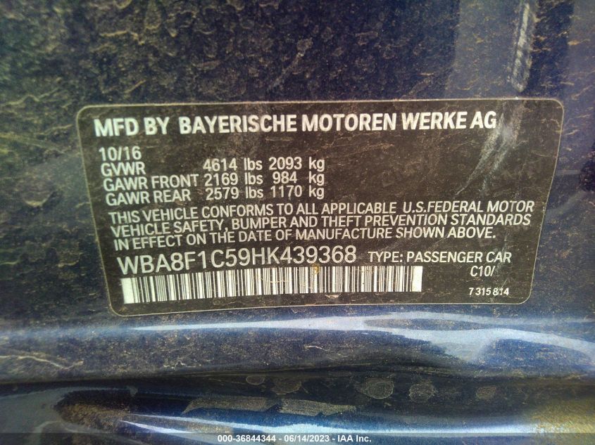 2017 BMW 3 SERIES 328D XDRIVE - WBA8F1C59HK439368
