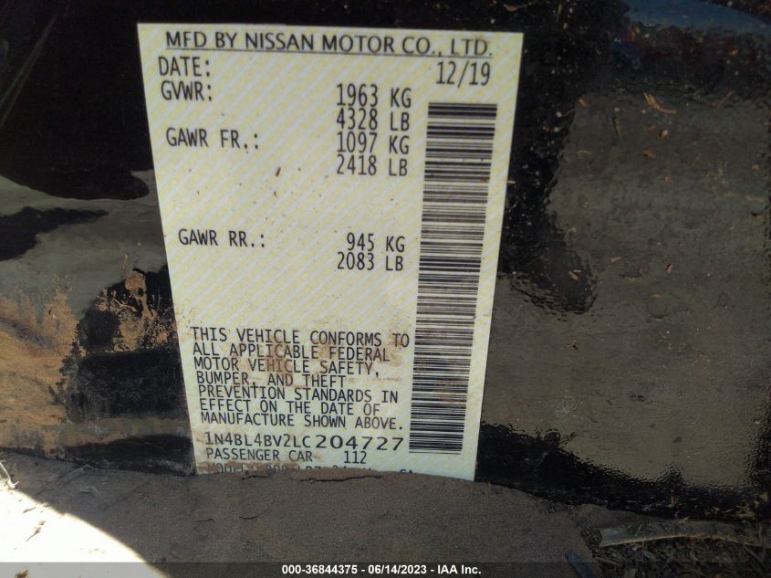 2020 NISSAN ALTIMA 2.5 S - 1N4BL4BV2LC204727