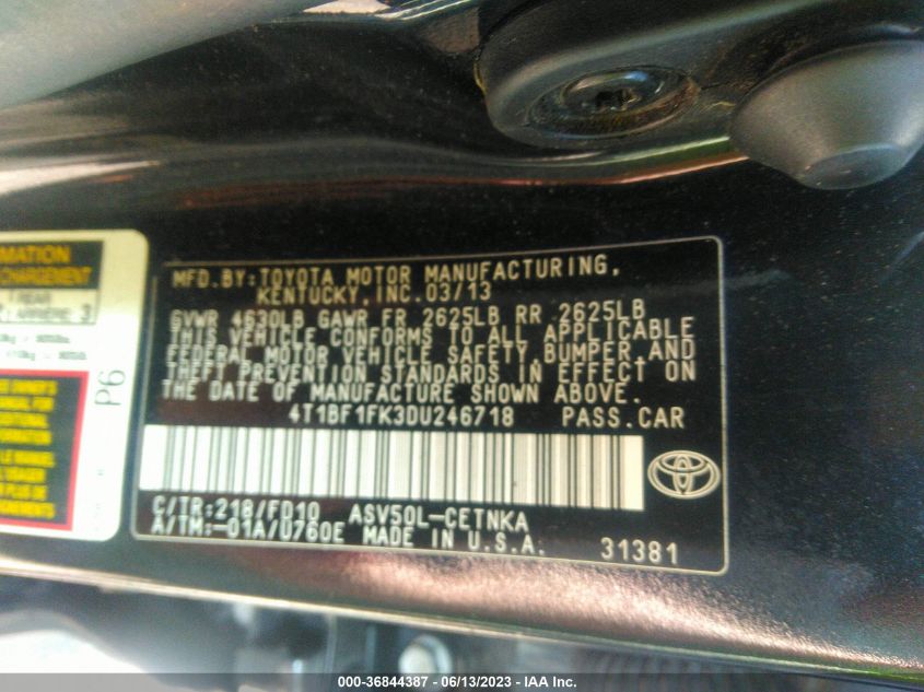 2013 TOYOTA CAMRY LE - 4T1BF1FK3DU246718