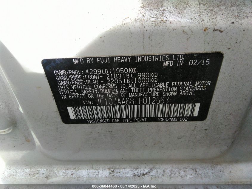 2015 SUBARU IMPREZA SEDAN - JF1GJAA68FH012563