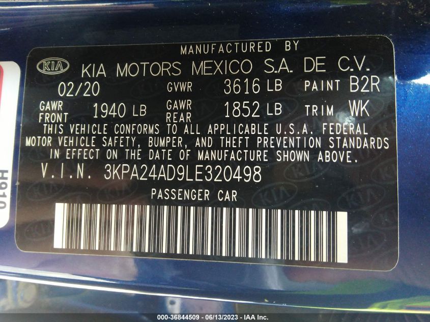 2020 KIA RIO S - 3KPA24AD9LE320498
