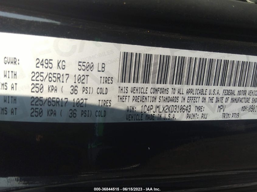 2019 JEEP CHEROKEE LATITUDE PLUS - 1C4PJMLX2KD310643