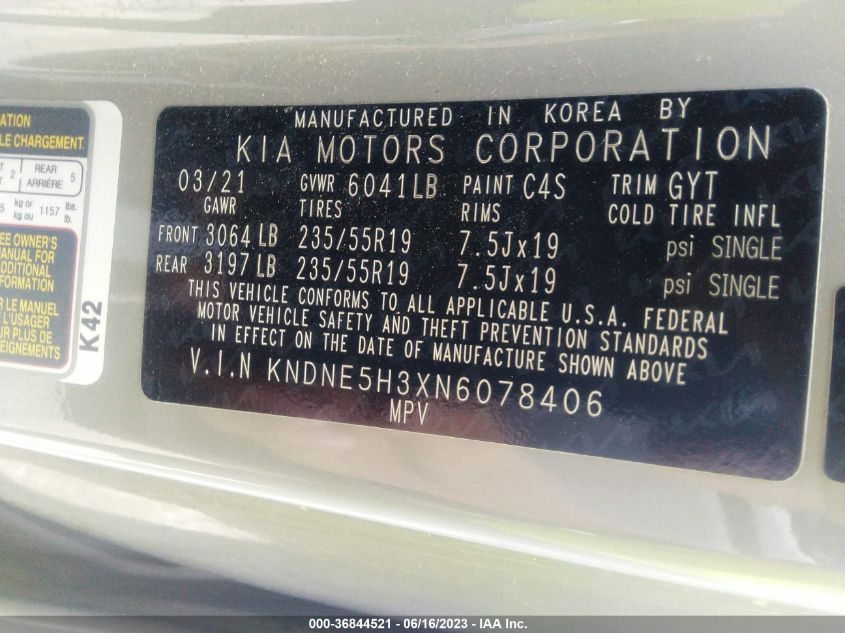 2022 KIA CARNIVAL SX PRESTIGE - KNDNE5H3XN6078406