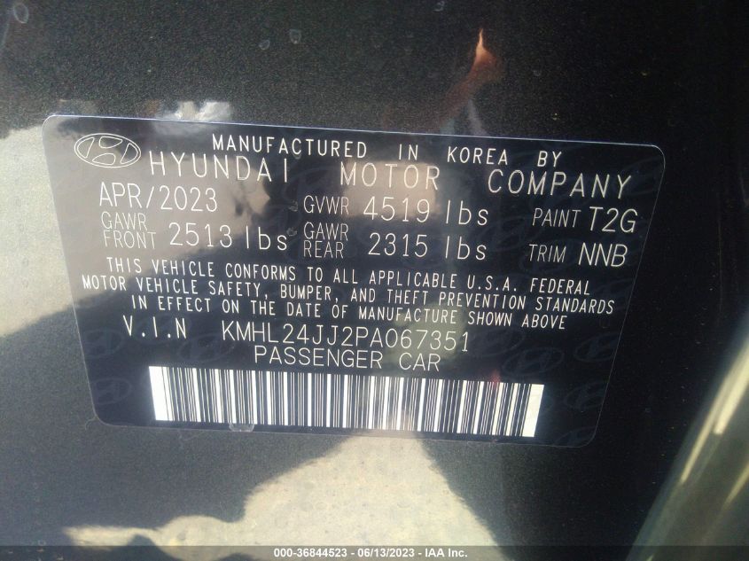 2023 HYUNDAI SONATA HYBRID BLUE - KMHL24JJ2PA067351