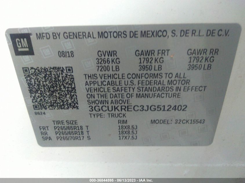 2018 CHEVROLET SILVERADO 1500 LT - 3GCUKREC3JG512402