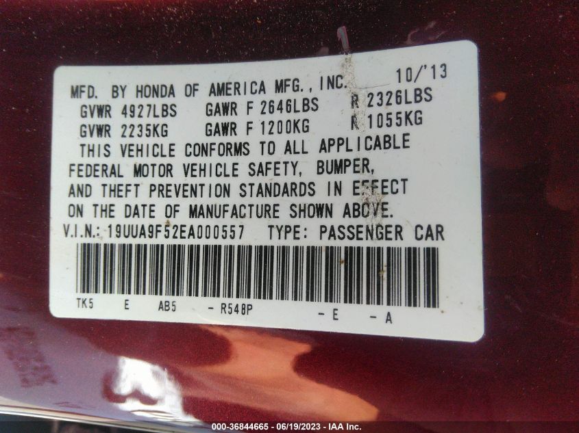 2014 ACURA TL TECH - 19UUA9F52EA000557