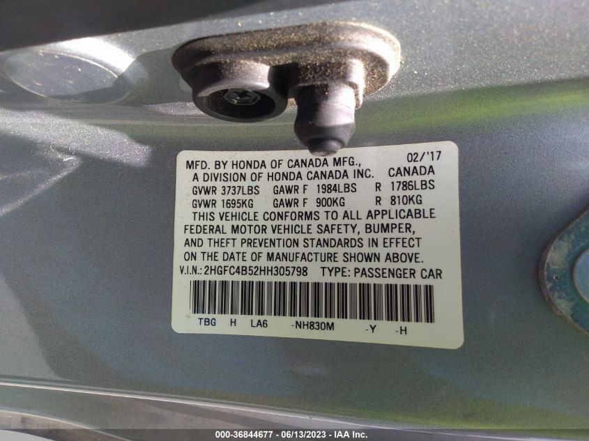 2017 HONDA CIVIC COUPE LX - 2HGFC4B52HH305798