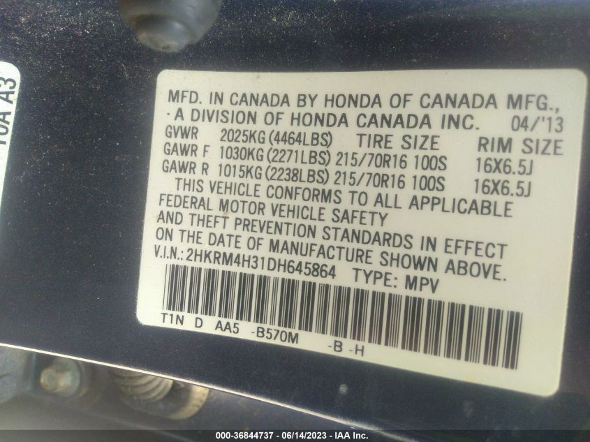2013 HONDA CR-V - QHKRM4H31DH645864
