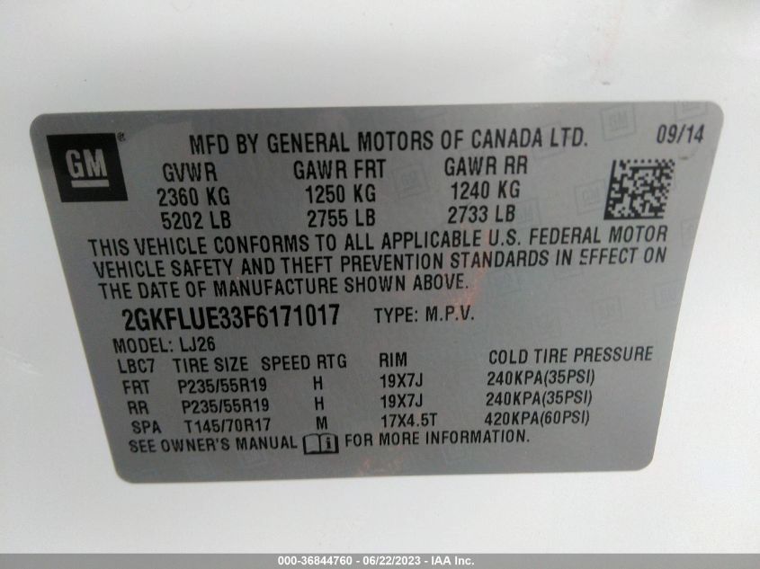 2015 GMC TERRAIN DENALI - 2GKFLUE33F6171017