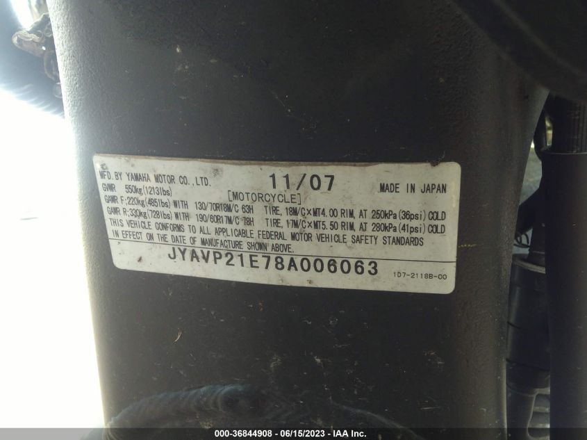 2008 YAMAHA XV1900 A JYAVP21E78A006063