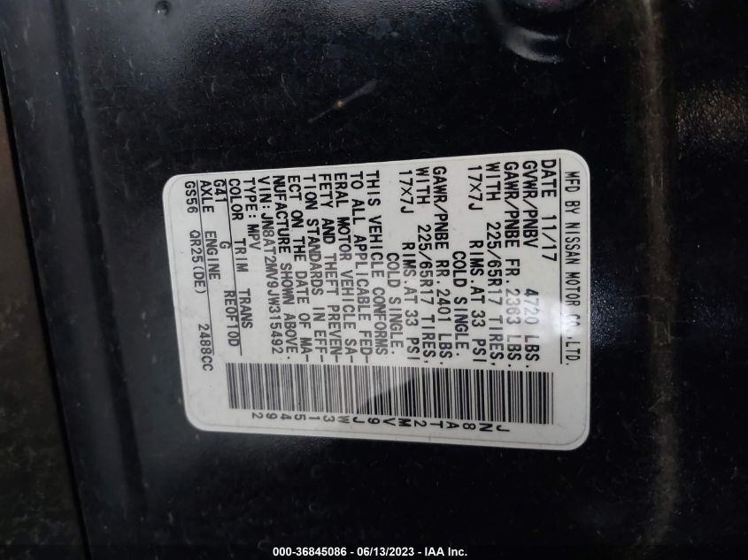 2018 NISSAN ROGUE S - JN8AT2MV9JW315492