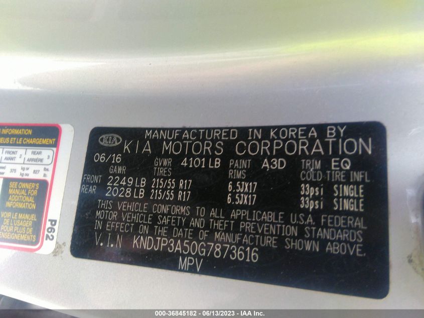 2016 KIA SOUL + - KNDJP3A50G7873616