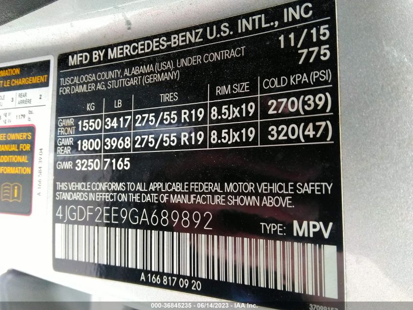 2016 MERCEDES-BENZ GL GL 350 BLUETEC - 4JGDF2EE9GA689892