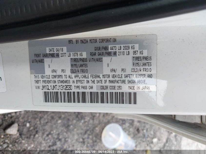 2018 MAZDA MAZDA6 SPORT - JM1GL1UM7J1312630