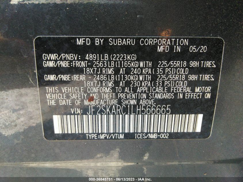 2020 SUBARU FORESTER SPORT - JF2SKARC1LH566665