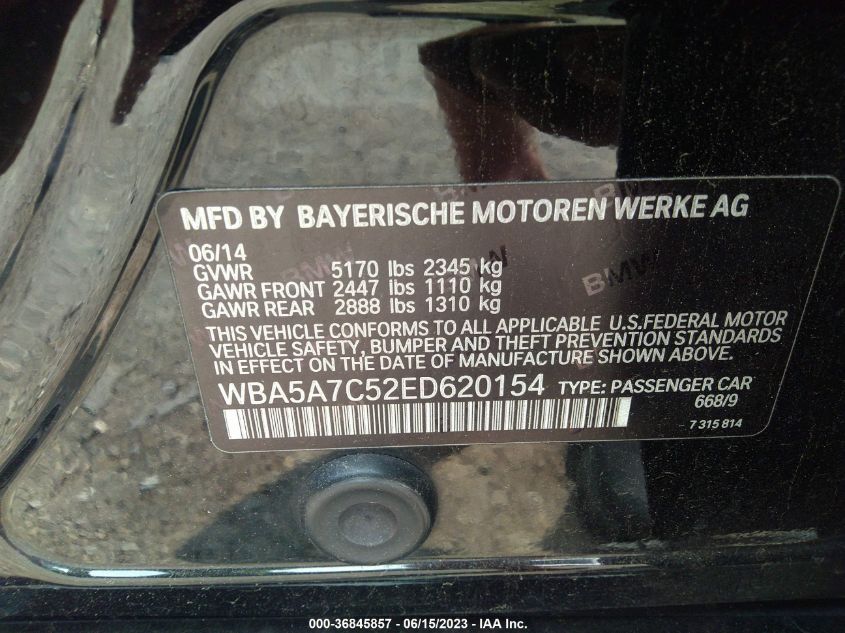 2014 BMW 5 SERIES 528I XDRIVE - WBA5A7C52ED620154