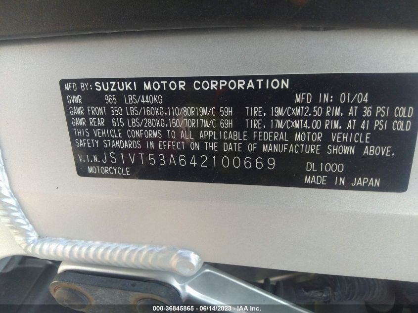 2004 SUZUKI DL1000 - JS1VT53A642100669
