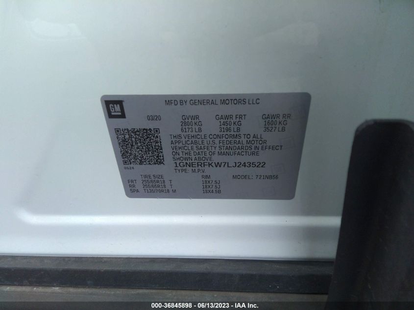 2020 CHEVROLET TRAVERSE LS - 1GNERFKW7LJ243522
