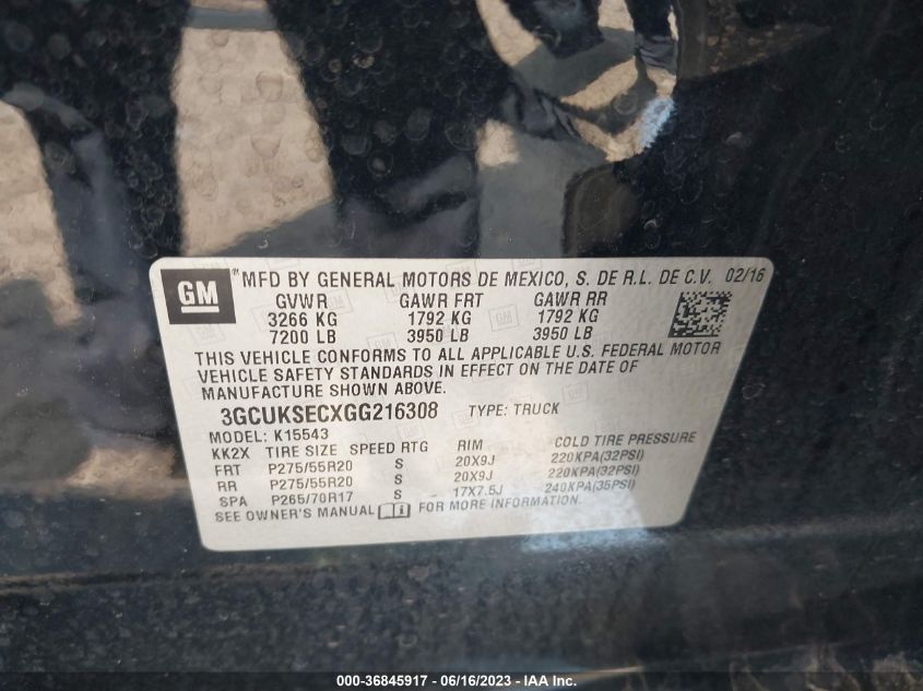 2016 CHEVROLET SILVERADO 1500 LTZ - 3GCUKSECXGG216308