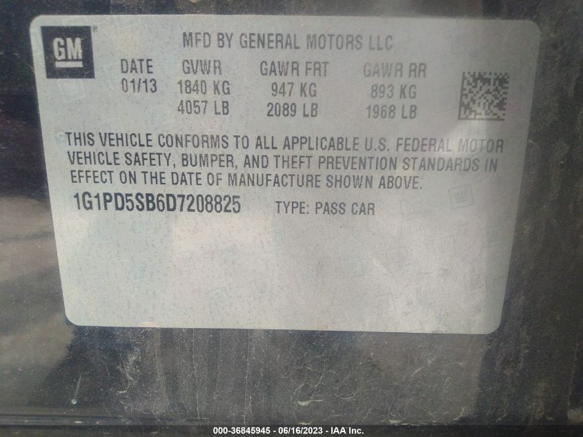 2013 CHEVROLET CRUZE 1LT - 1G1PD5SB6D7208825
