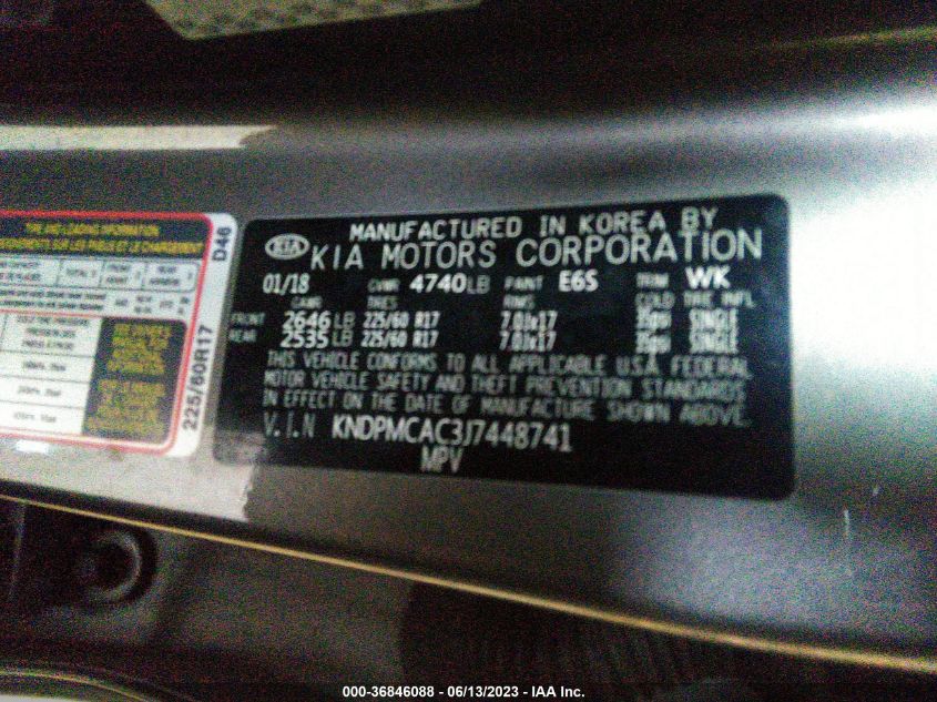 2018 KIA SPORTAGE LX - KNDPMCAC3J7448741
