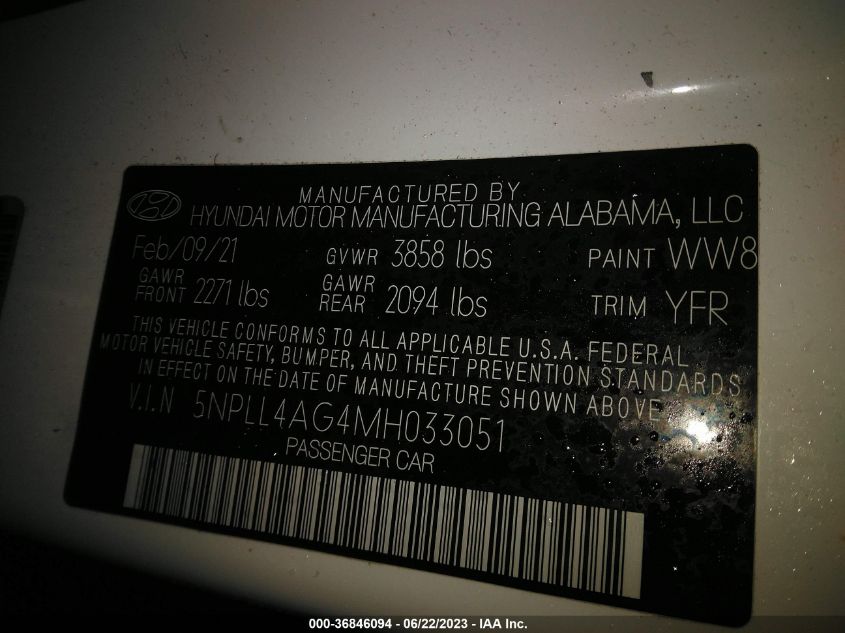 2021 HYUNDAI ELANTRA SE - 5NPLL4AG4MH033051