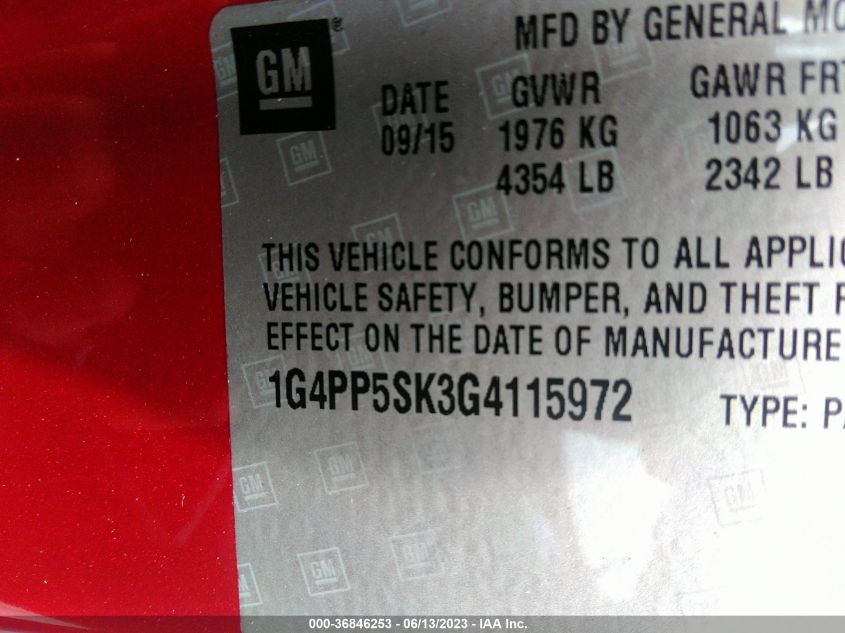 2016 BUICK VERANO - 1G4PP5SK3G4115972