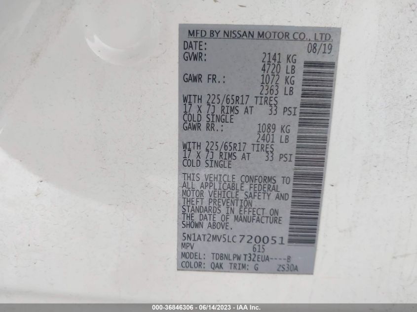 2020 NISSAN ROGUE S - 5N1AT2MV5LC720051