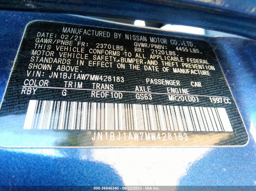 2021 NISSAN ROGUE SPORT S - JN1BJ1AW7MW428183