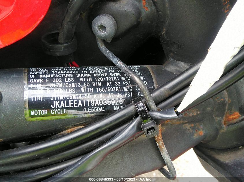 2009 KAWASAKI LE650 A - JKALEEA119A035926