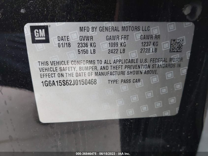 2018 CADILLAC CTS-V SEDAN - 1G6A15S62J0150468
