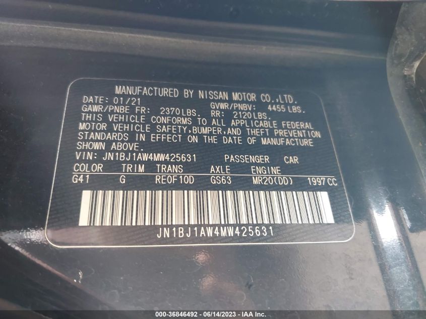 2021 NISSAN ROGUE SPORT S - JN1BJ1AW4MW425631