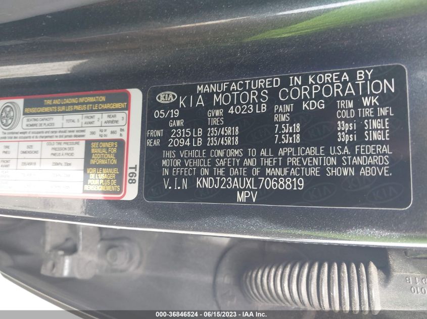 2020 KIA SOUL LX/X LINE/S - KNDJ23AUXL7068819